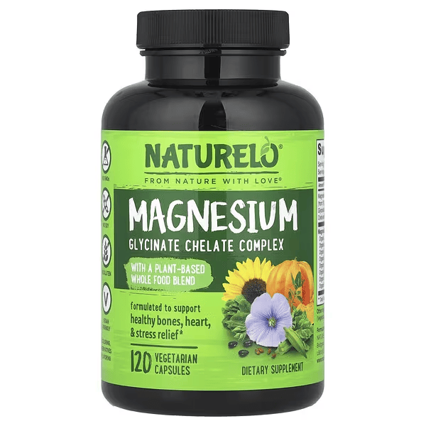 NATURELO Magnesium Glycinate Chelate, 120 Capsules