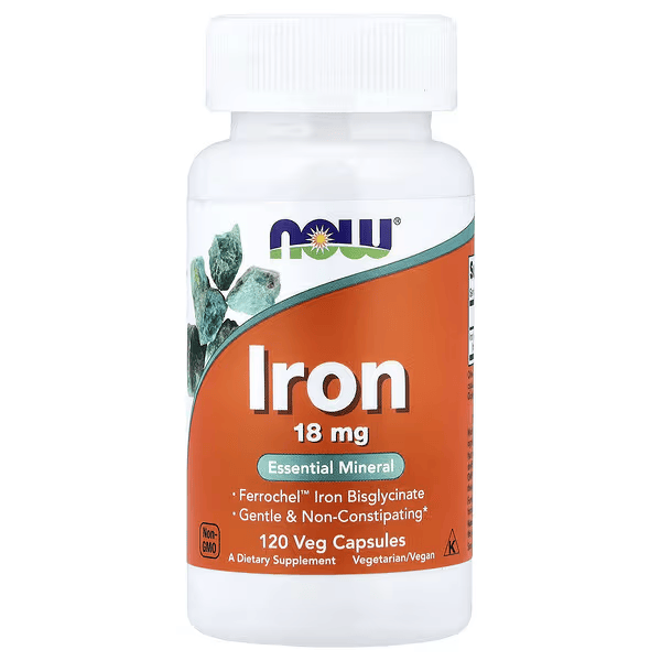 NOW Foods Iron 18 mg, 120 Capsules